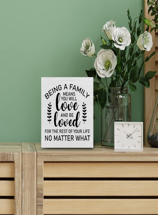 PIXCEOS Family Quote Decorative Wooden Box Sign Being a Family Means You Will Love and be Loved Wood Block Plaque Decor Rustic Shelf or Wall Display for Home Living Room Bedroom - Image 5